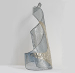 Free standing piece in metal mesh and pewter